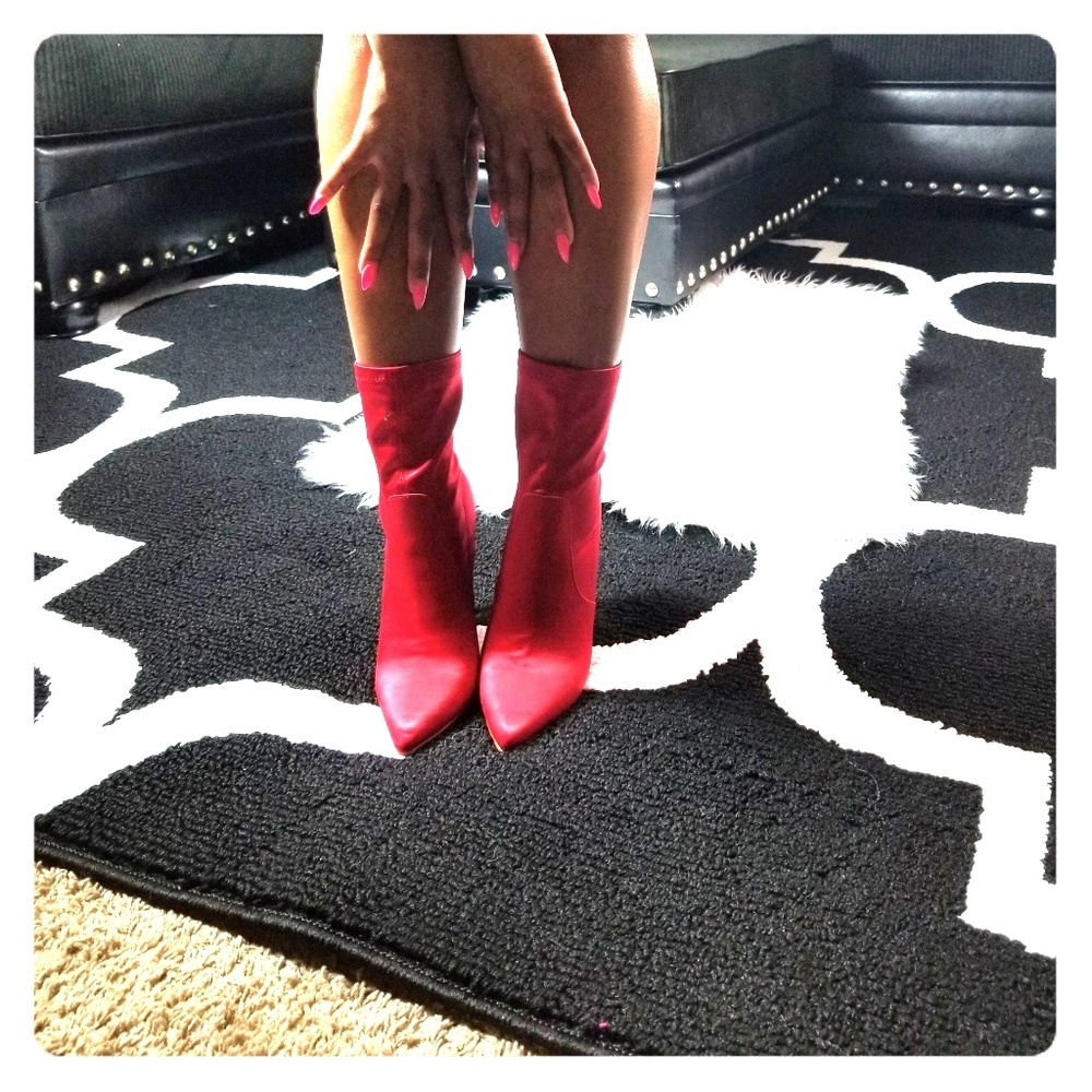 Red ankle booties